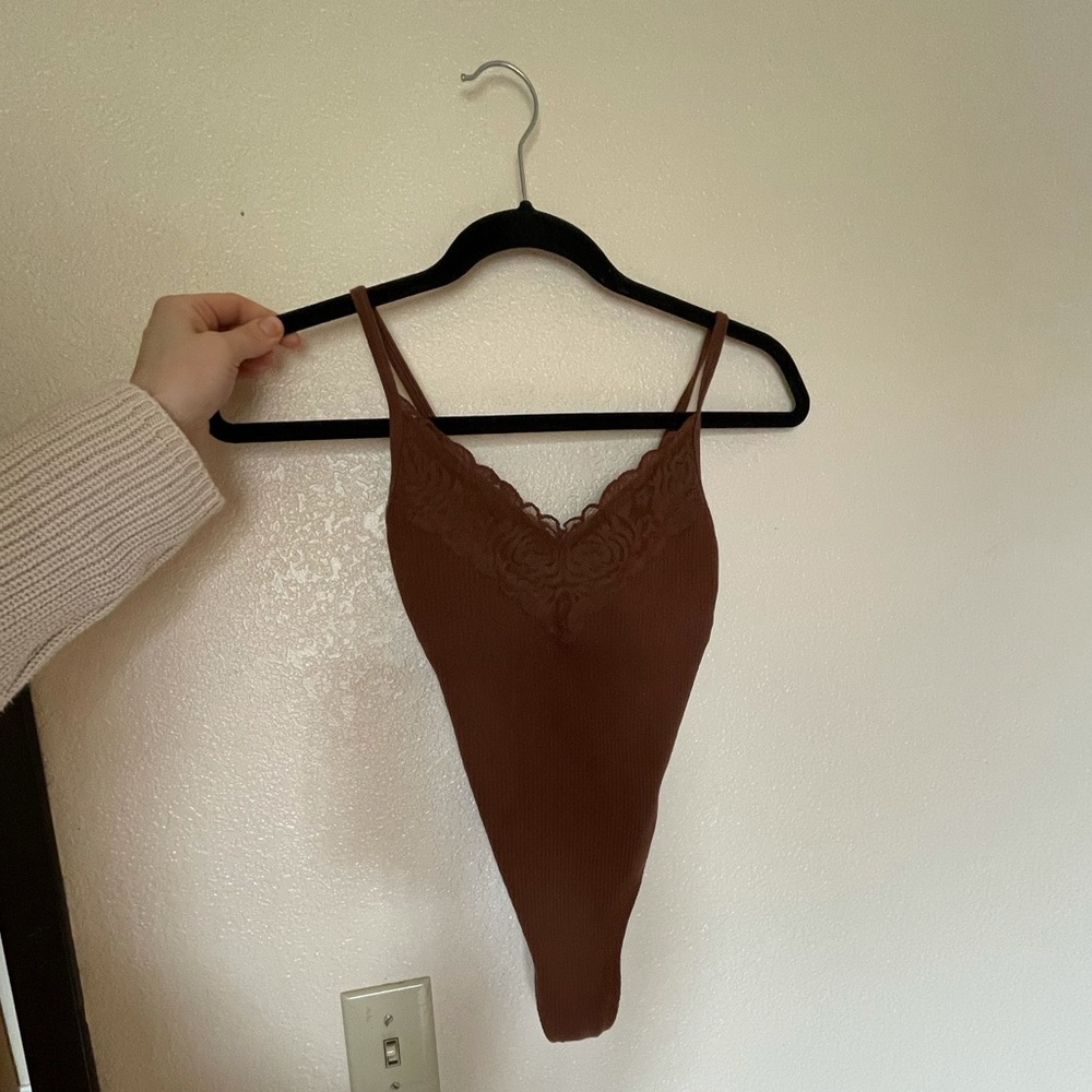 PINK VS brown bodysuit
